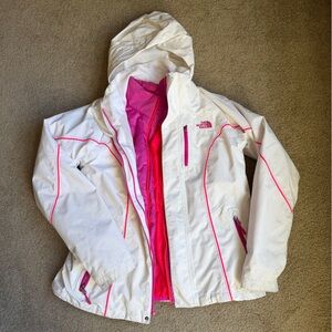 The North Face Vibrant Pink and white skit snow Jacket